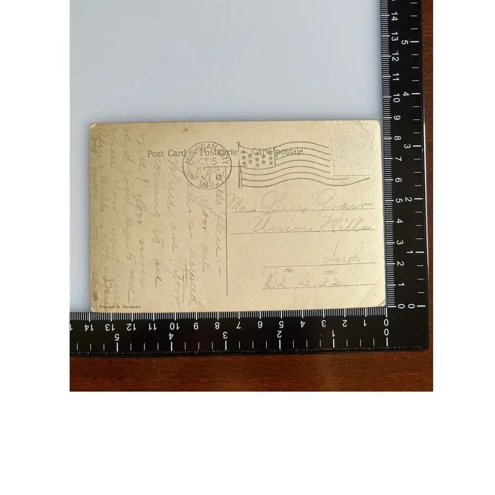 Antique 1911 Ephemera Embossed Posted Signed Postcard Best Wishes Roses Country